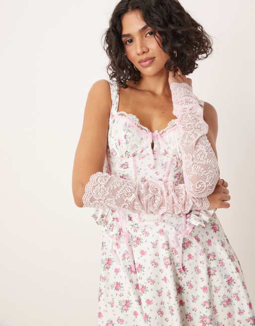 For Love & Lemons - That's Amore - Vestito sottoveste corto bianco a fiori