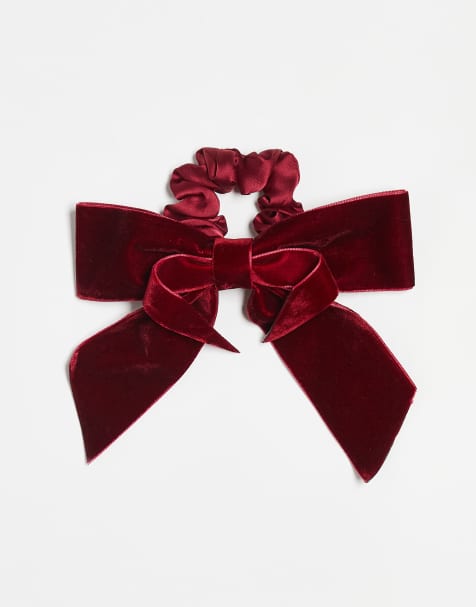 For Love & Lemons velvet ribbon hair bow scrunchie in red - view 1