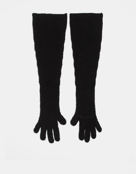 For Love & Lemons – Weiche, gerippte Strickhandschuhe in Schwarz  - view 1