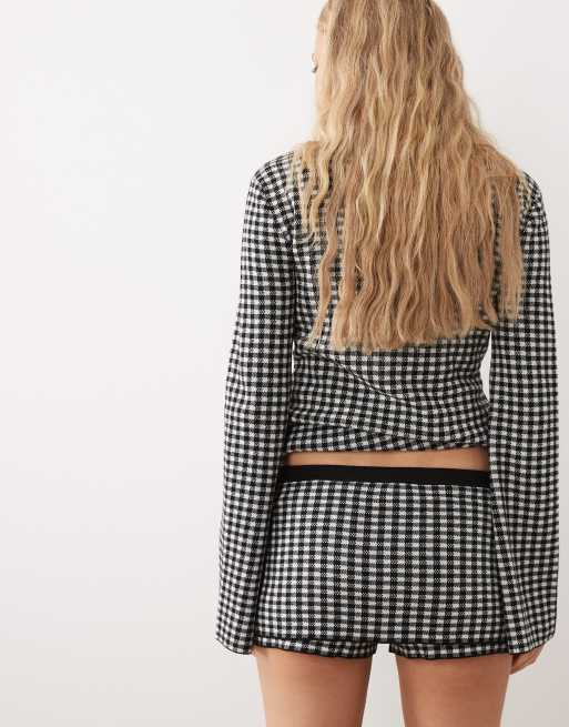 For Love & Lemons wool feel knitted skort co-ord in black gingham check, 4 of 5
