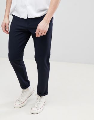 FoR Smart Textured Pants In Navy | ASOS