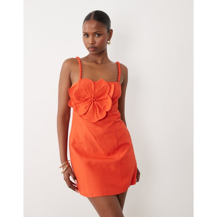 orange dress forever new Forever New 3D floral mini dress in orange