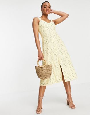 Forever New 90s tea midi dress in lemon floral - ASOS Price Checker