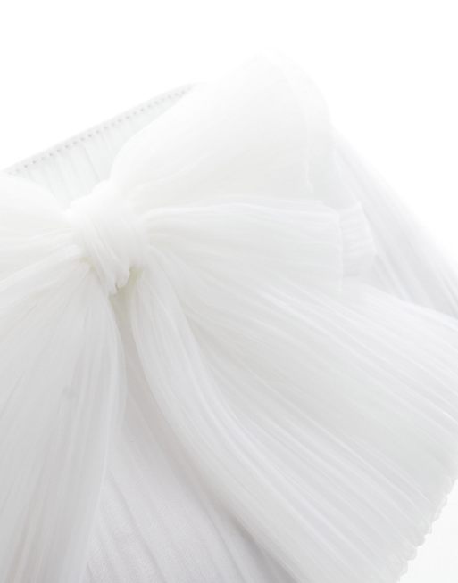 Forever New - Alt til bruden - Elfenbensfarvet clutch-taske i raffia med sløjfe, 3 af 4