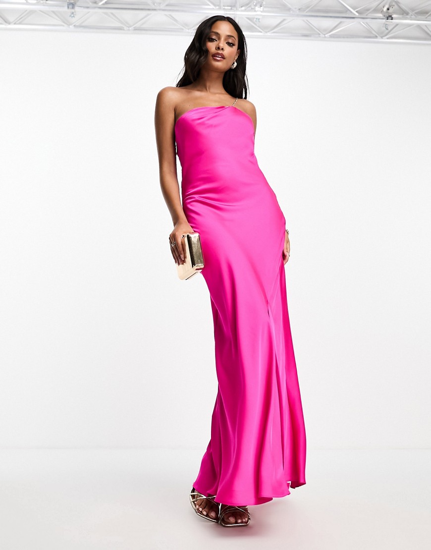 Forever New asymmetical chain detail maxi dress in pink