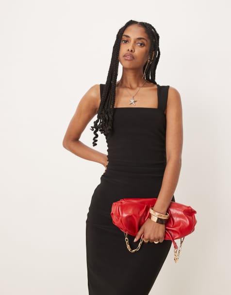 Forever New asymmetric fitted midaxi dress in black - view 1