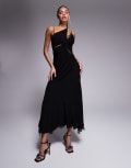 [Forever New] Forever New asymmetric lace splice maxi dress in black 8 Black