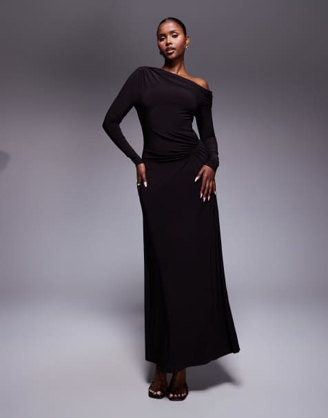 Forever New asymmetric midaxi dress in dark plum - view 1
