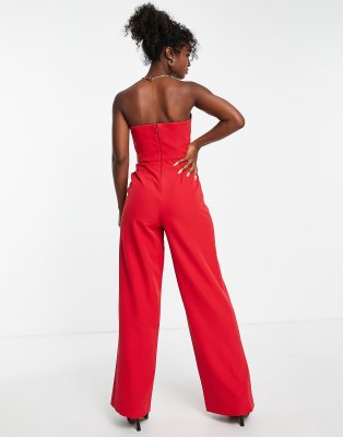 Forever New bandeau bow drape jumpsuit in red