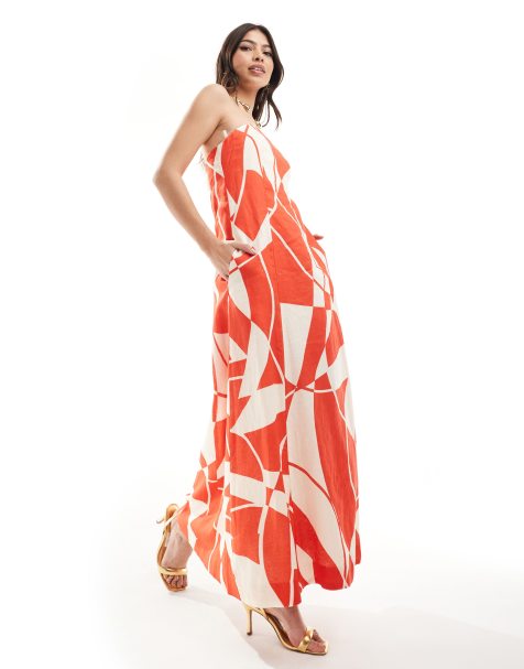 Forever New bandeau linen midaxi dress with pockets in white - view 1