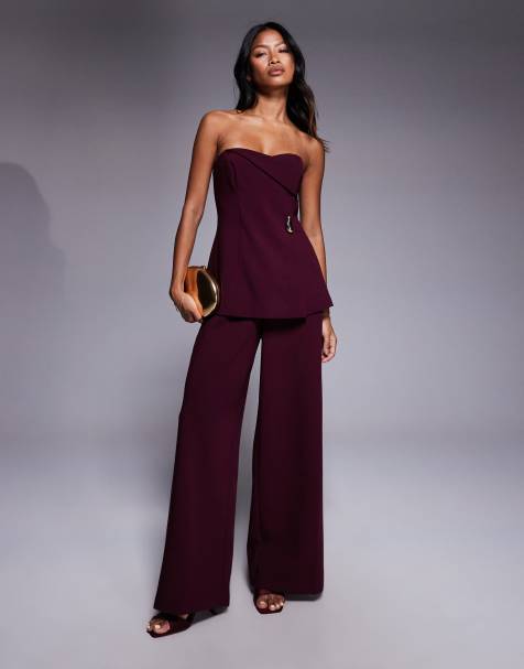 Forever New bandeau tailored jumpsuit in fig - view 1