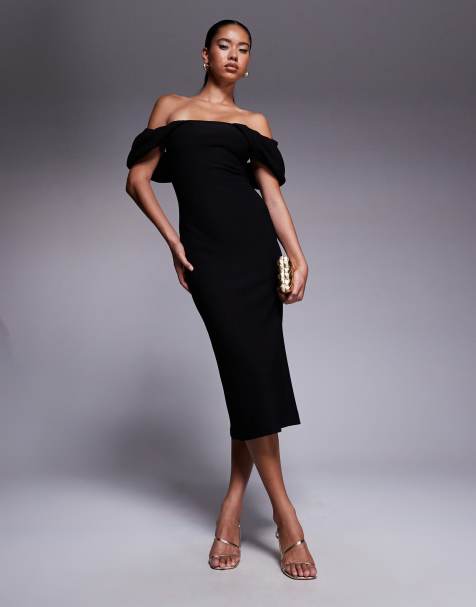 Forever New bardot midaxi dress in black - view 1