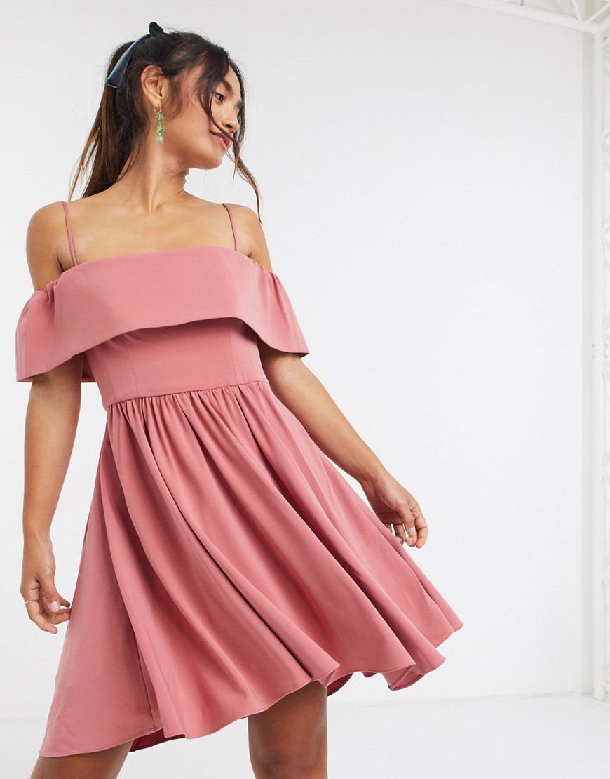 Forever New - Bardot mini-jurk in oudroze-Multi