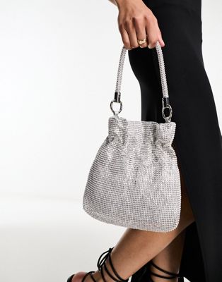 Forever New beaded clutch bag in silver