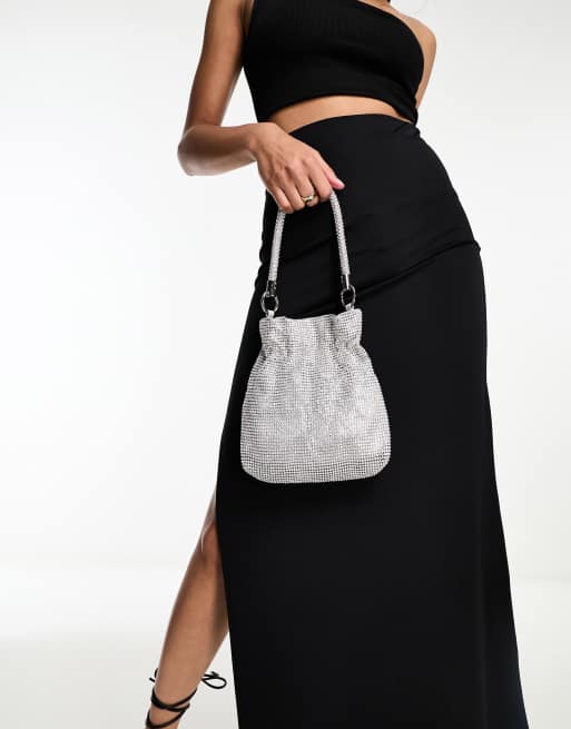 Grey beaded clutch on sale bag