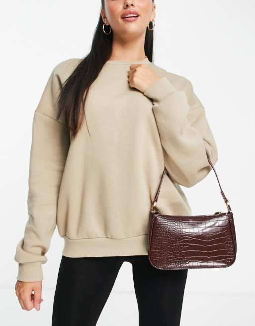 Forever New - Belle - Borsa a baguette effetto coccodrillo color cioccolato, 2 di 4