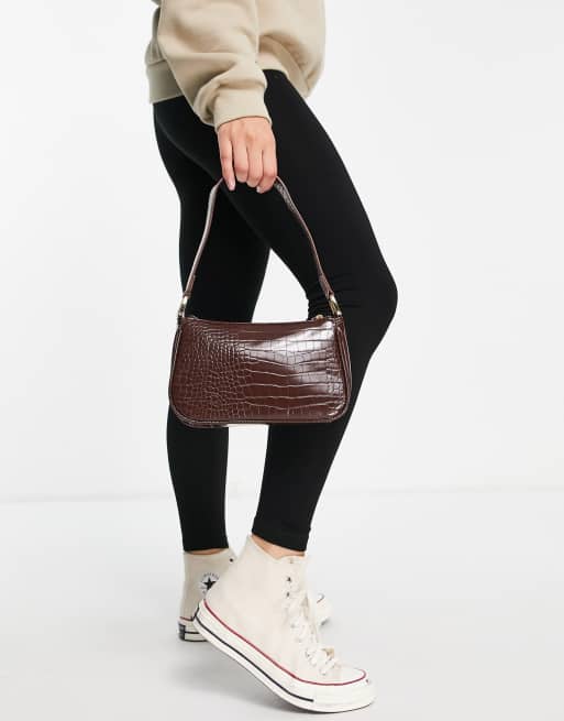 Forever New - Belle - Borsa a baguette effetto coccodrillo color cioccolato, 3 di 4
