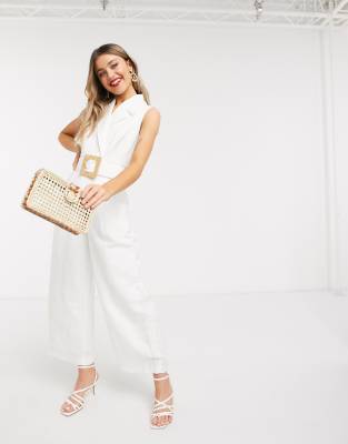 white tailored jumpsuit