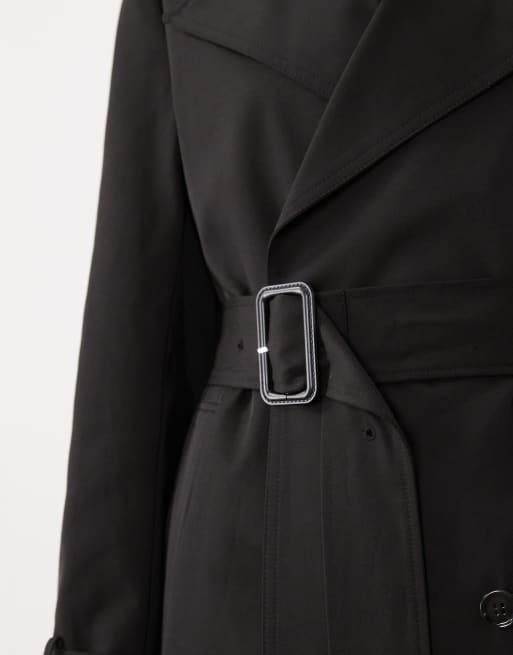 Forever New belted trench coat in black, 3 of 4