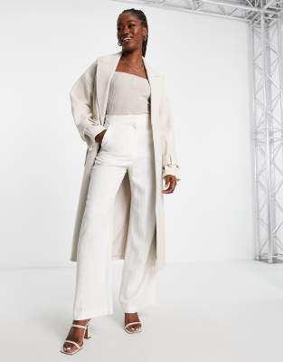 Forever New belted wrap coat in cream - ASOS Price Checker