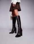 [Forever New] Forever New block heel knee high boots in chocolate brown 38 Chocolate Brown