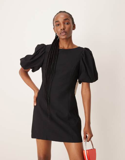 Puff Sleeve Black Christmas Dress With Sleeves Hope Ivy The Alba