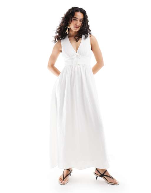 Forever New bow detail midaxi dress in ivory, 4 of 4