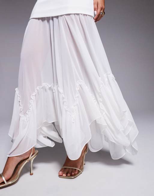 Forever New Bridal cami sheer hanky hem maxi dress in ivory, 2 of 4