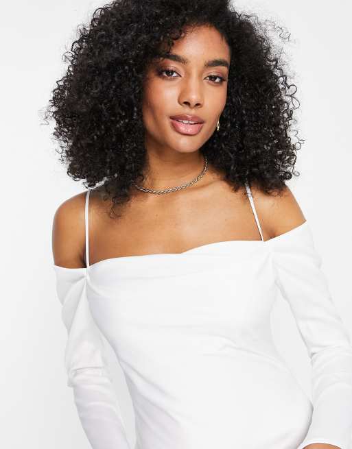 Ivory cold cheap shoulder dress