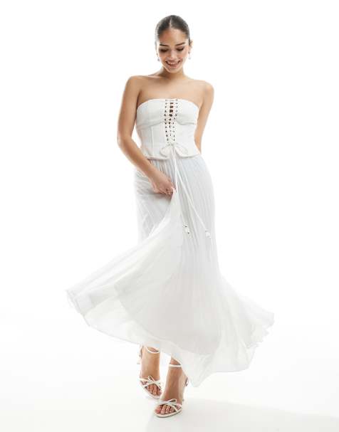 Forever New Bridal corset pleated maxi dress in ivory - view 1