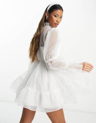 overdue flair ♥ ORGANZA BALLOON MINI DRESS /追跡付 overdue flair ORGANZA BALLOON MINI DRESS（ORGANZA BALLOON