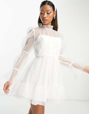 ワンピース overdue flair 25ss ORGANZA BALLOON MINI DRESS ORGANZA BALLOON MINI DRESS_BLACK - overdueflair