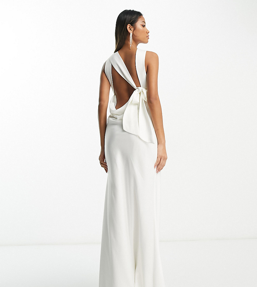 Forever New Bridal exclusive high neck backless maxi dress in ivory-White