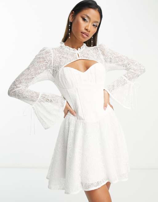 Forever New Bridal Exclusive – Koronkowa sukienka gorsetowa mini w kolorze kości słoniowej