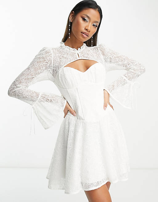 Forever New Bridal exclusive lace corset mini dress in ivory