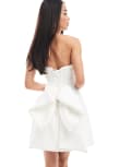 [Forever New] Forever New Bridal jacquard lace up back bow mini dress in ivory-White 8 Ivory