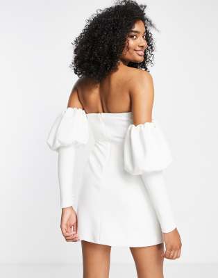 puff sleeve ivory dress