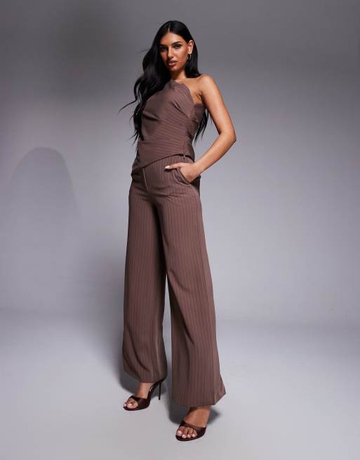 Forever New - Co-ord set in bruin met krijtstreep, 2 van 3