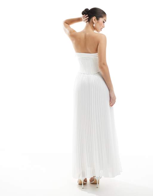Forever New - Bruidskleding - Maxi jurk met korset en plooien in ivoorwit, 3 van 4