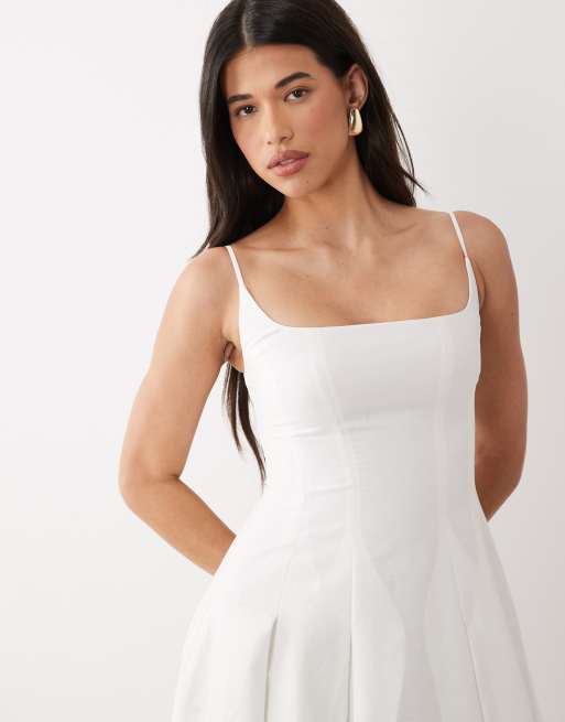Forever New cami skater godet maxi dress in white, 3 of 4