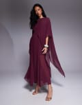 [Forever New] Forever New cape sleeve maxi dress in port-Red 8 Port