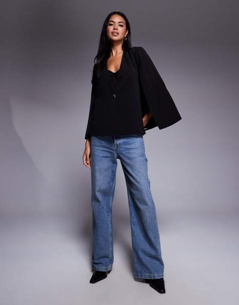 Forever New cape tux blazer in black - view 1