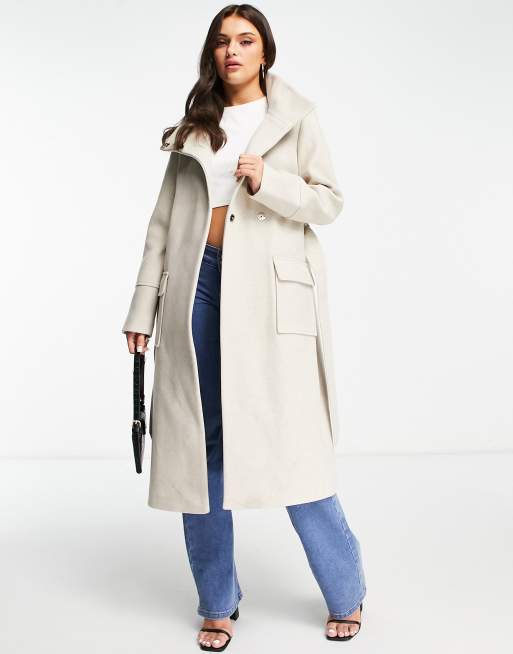 Forever New - Cappotto color talpa con collo a imbuto