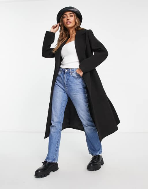 Forever New - Cappotto elegante avvolgente nero con cintura allacciata, 4 di 4