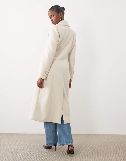 Forever New cappotto lungo stretto in vita color crema, 4 di 4