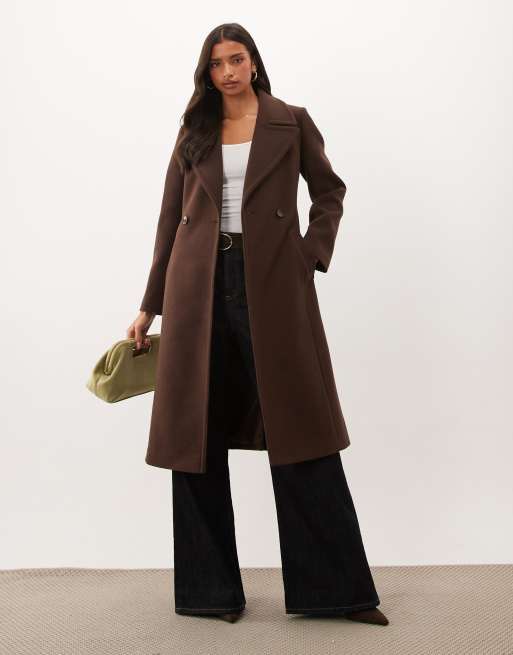 Forever New cappotto strutturato con cintura color cioccolato, 1 di 4