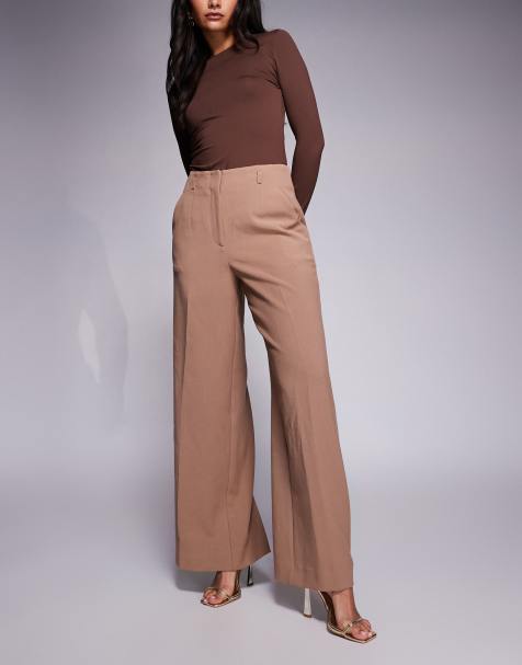 Forever New - Chantelle - Elegante broek met hoge taille en wijde pijpen in camel - view 1