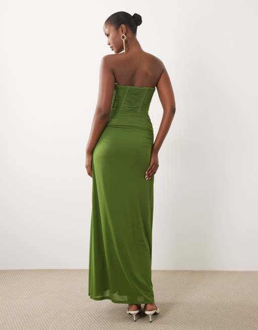 Forever New Chiffon-Maxikleid mit Korsett-Detail in Chartreuse, 2 von 4