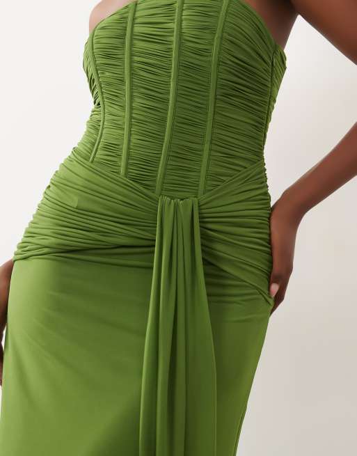 Forever New Chiffon-Maxikleid mit Korsett-Detail in Chartreuse, 4 von 4