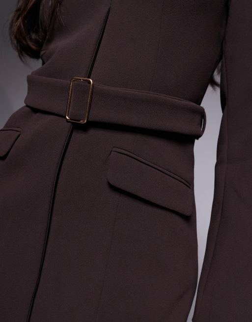 Forever New - Chokoladebrun blazer-minikjole med bælte, 2 af 4